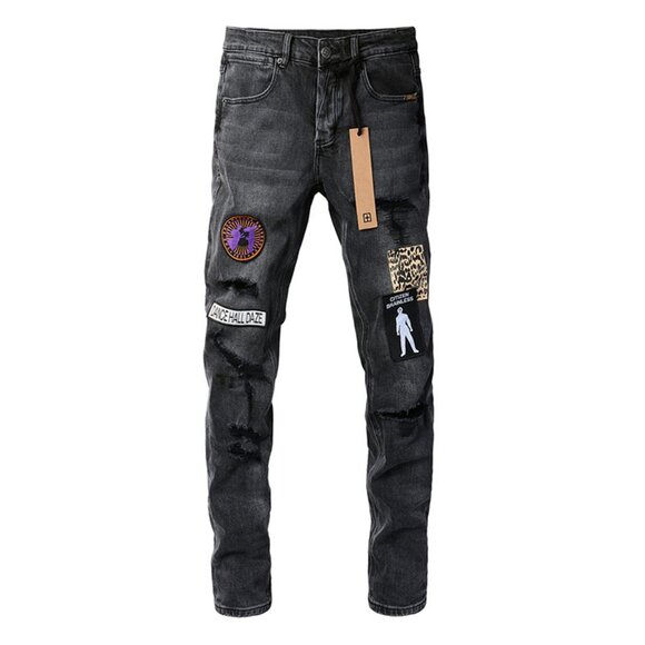 Ksubi Black Jeans With Bold Square Patch Details